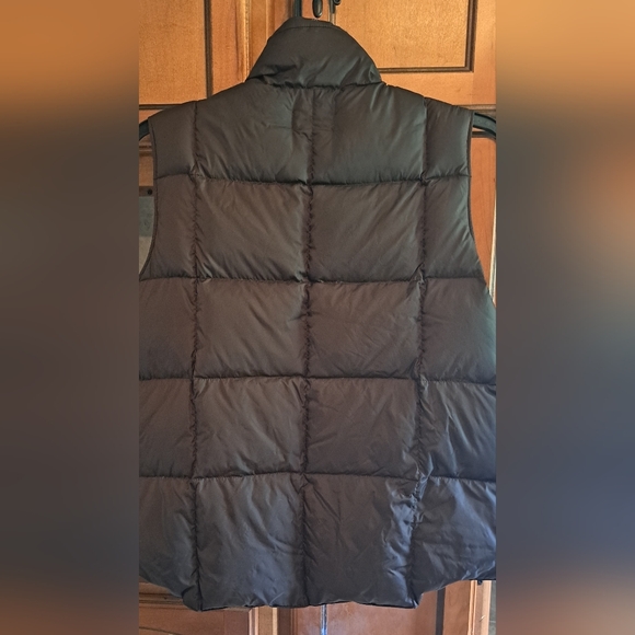 Mens Lands End Brown Snap Front Goose Down Light Puffer Vest Jacket Large VTG - Picture 2 of 8